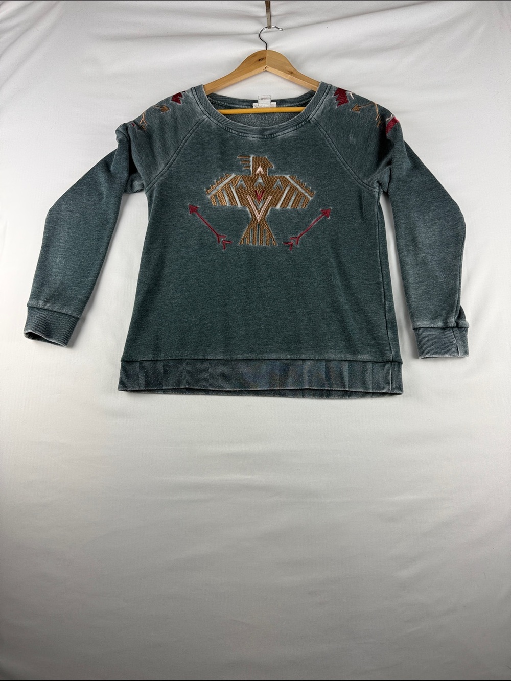 Ariat Green Aztec Burnout Sweatshirt Women's Small Western